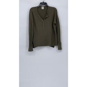 OFFLINE By AERIE Women's Tan Burst A Move Long Sleeve Thumbhole Henley Top SZ S